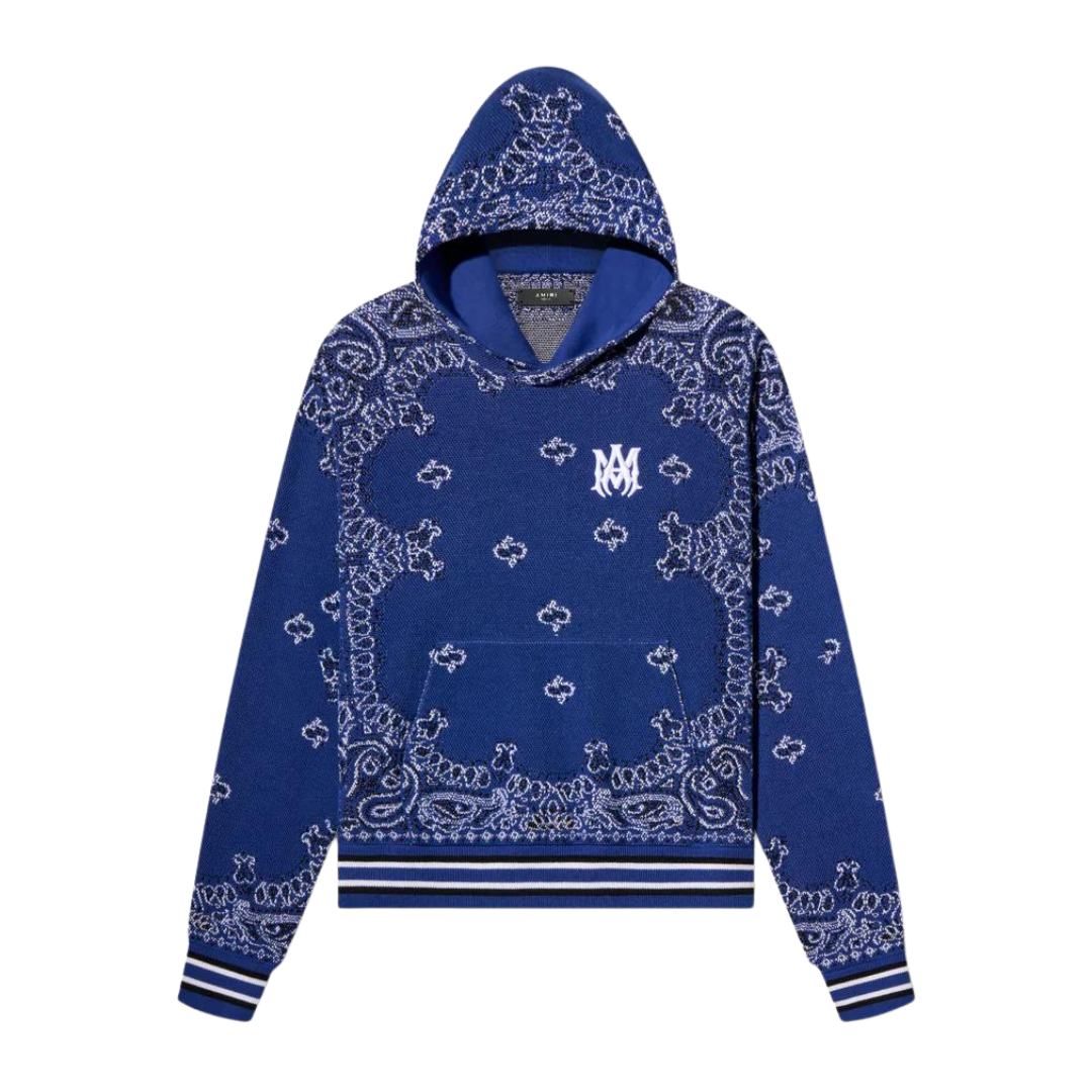 AMIRI BLUE BANDANA B BALL HOODIE ONE OF A KIND