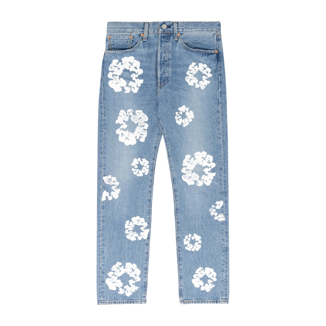 DENIM TEARS X LEVIS COTTON WREATH JEANS LIGHT WASH – ONE OF A KIND