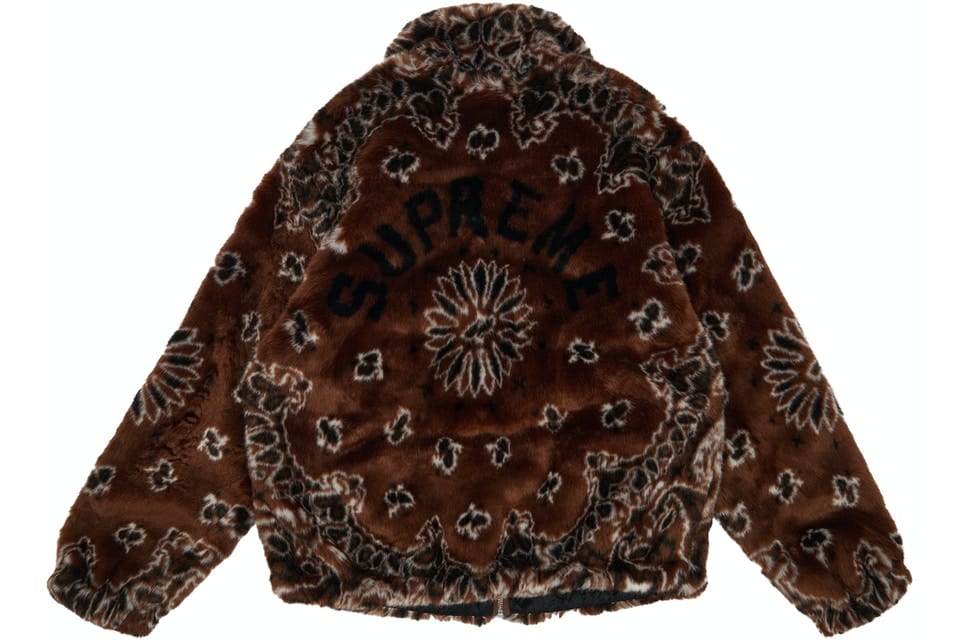 SUPREME BANDANA FAUX FUR BOMBER JACKET BROWN