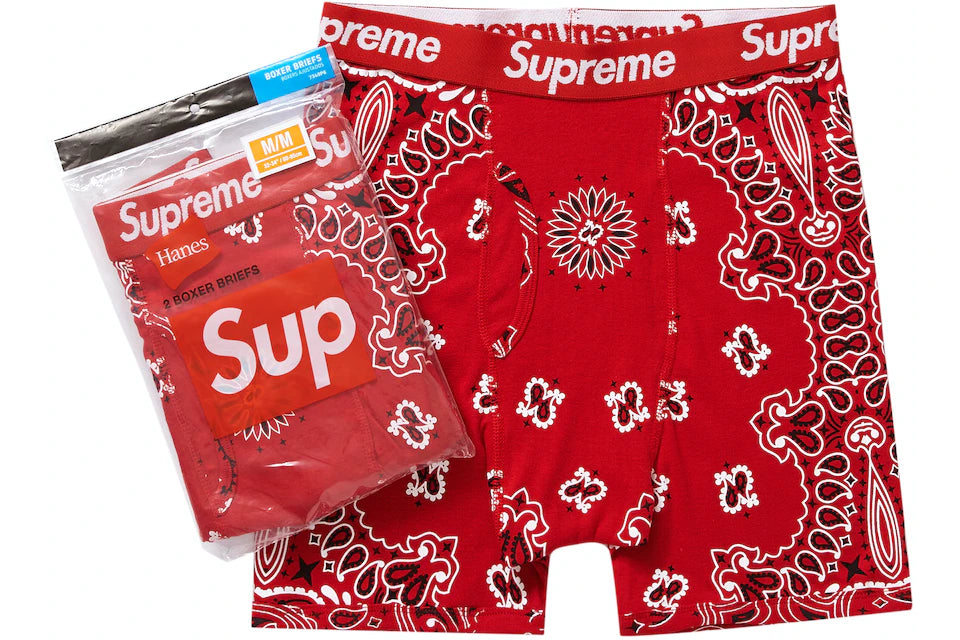 SUPREME HANES BANDANA BOXER BRIEF RED (2 PACK) – ONE OF A KIND