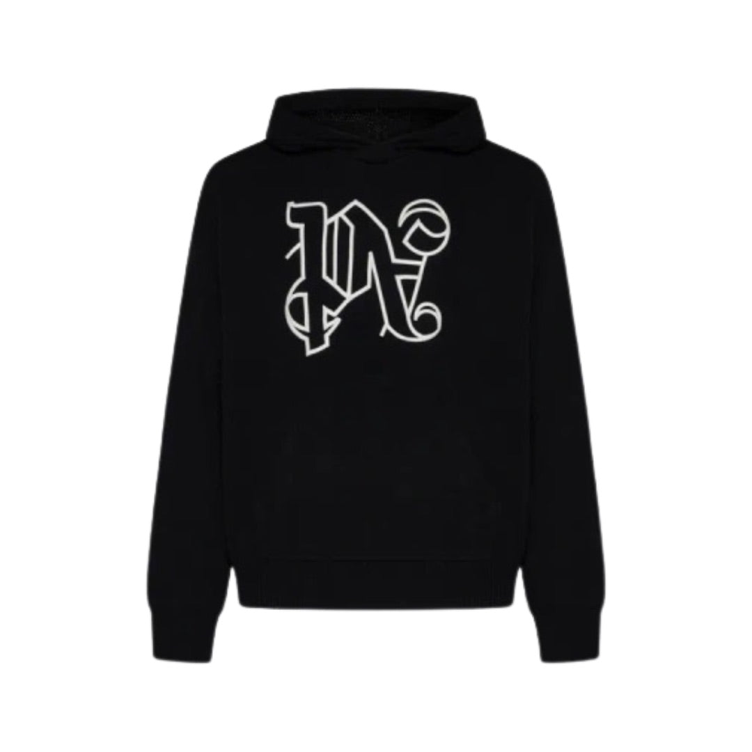 PALM ANGELS EMBROIDERED LOGO HOODIE BLACK