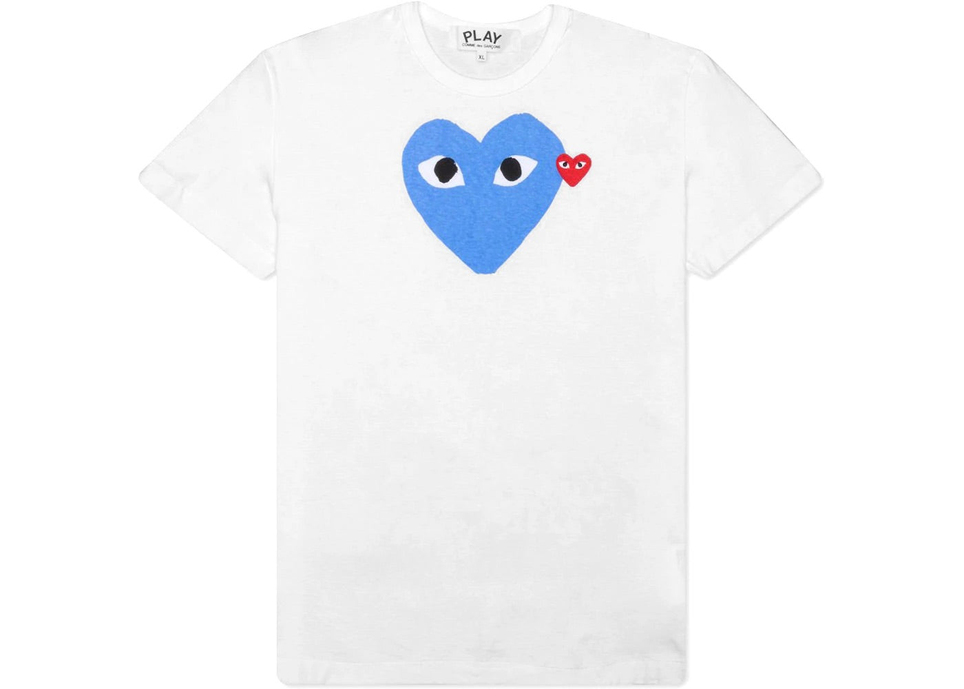 COMME DES GARÇONS PLAY EMBLEM HEART T-SHIRT WHITE / BLUE