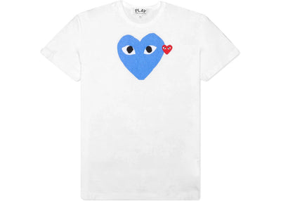 COMME DES GARÇONS PLAY EMBLEM HEART T-SHIRT WHITE / BLUE