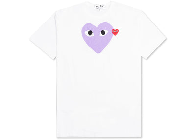 COMME DES GARÇONS PLAY EMBLEM HEART T-SHIRT WHITE / PURPLE