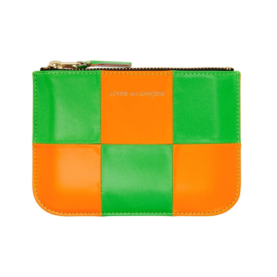 COMME DES GARÇON SQUAR ZIP POUCH GREEN/ORANGE