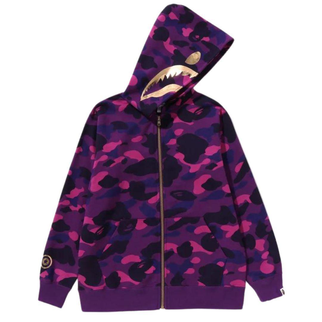 BAPE COLOR CAMO SHARK FULL ZIP HOODIE PURPLE (W)