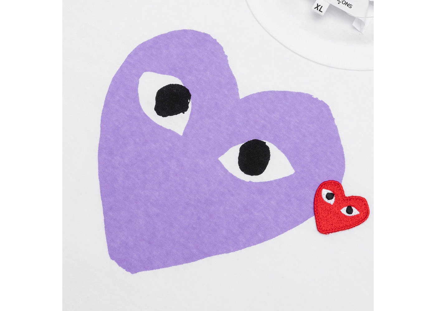 COMME DES GARÇONS PLAY EMBLEM HEART T-SHIRT WHITE / PURPLE