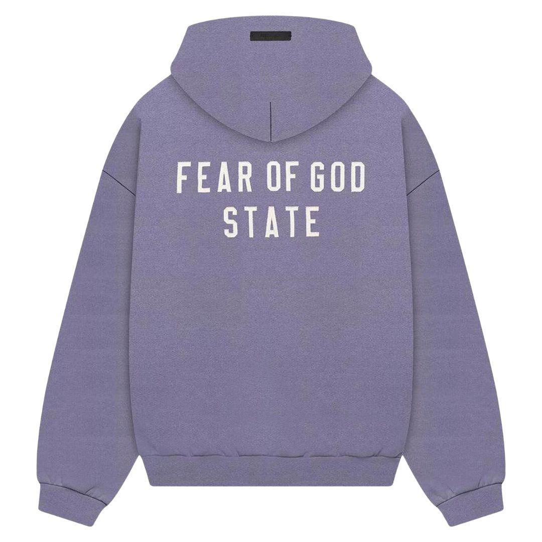 ESSENTIALS FOG FEAR OF GOD STATE LOGO HEAVY ZIP-UP LAVENDER