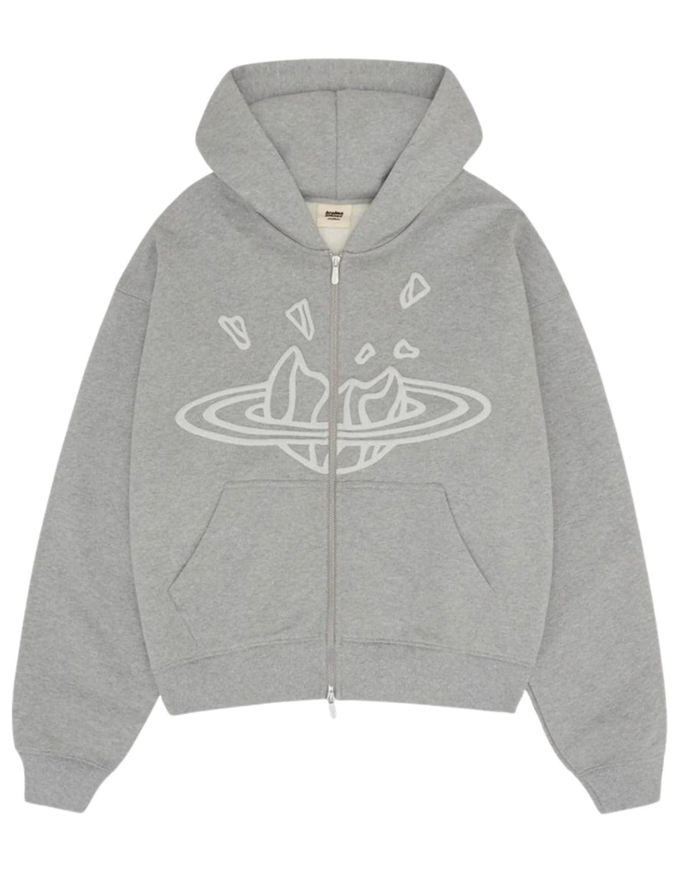 BROKEN PLANET ZIP UP HOODIE GREY