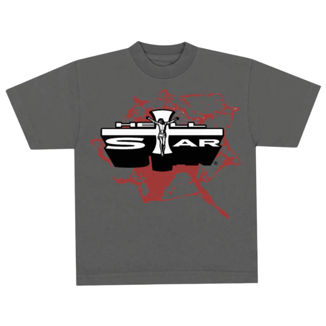 HELLSTAR WASHED EMBLEM TEE GREY