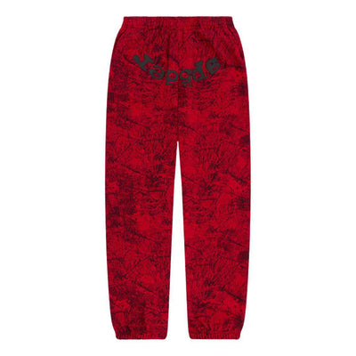 SP5DER OG WEB SWEATPANTS TREE CAMO RED FW24 RUNWAY EDITION