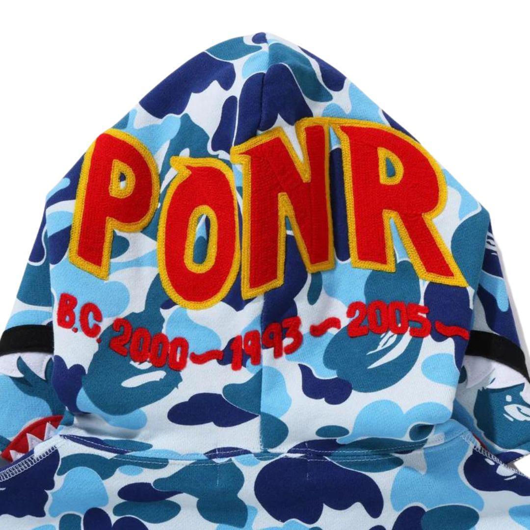 BAPE ABC CAMO PONR SHARK FULL ZIP HOODIE BLUE