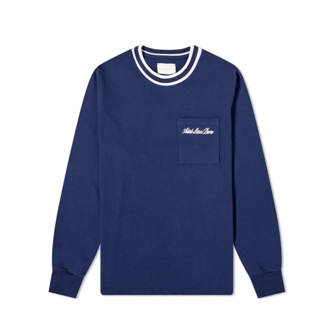 AIMÉ LEON DORE STRIPED COLLAR LONGSLEEVE NAVY