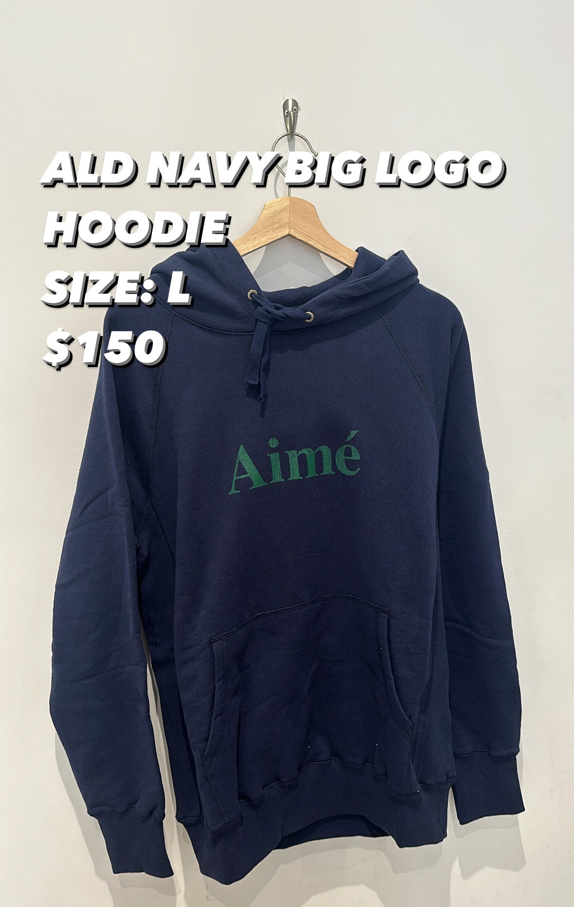 AIMÉ LEON DORE LOGO HOODIE NAVY