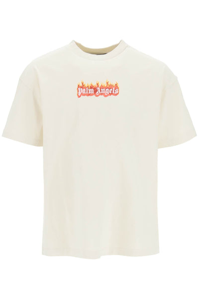 PALM ANGELS BURNING T-SHIRT BEIGE