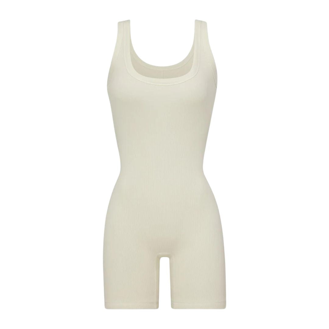 SKIMS RIBBED ONESIE JUMPSUIT BONE