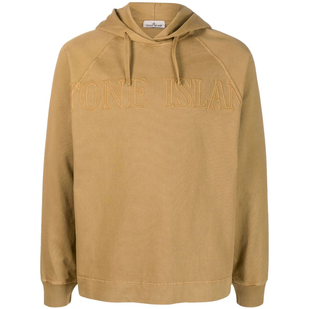 STONE ISLAND LOGO PRINT HOODIE BEIGE