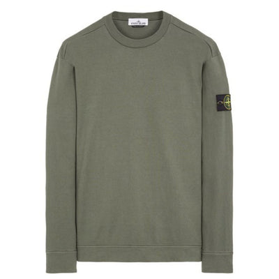 STONE ISLAND PATCH LOGO CREWNECK SWEATSHIRT OLIVE