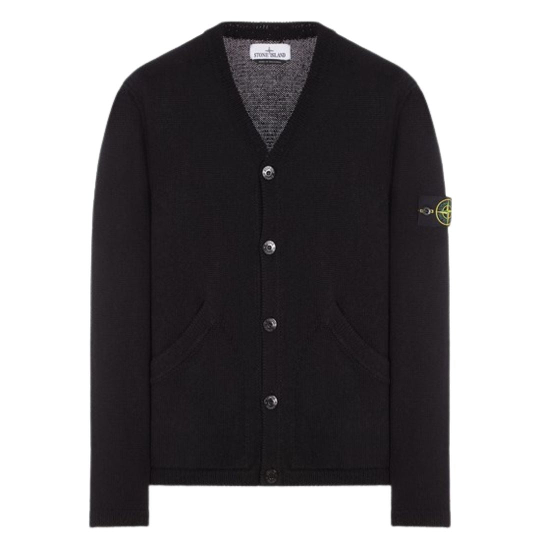 STONE ISLAND KNIT CARDIGAN BLACK