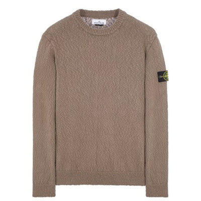 STONE ISLAND KNIT CREWNECK SWEATSHIRT TAN