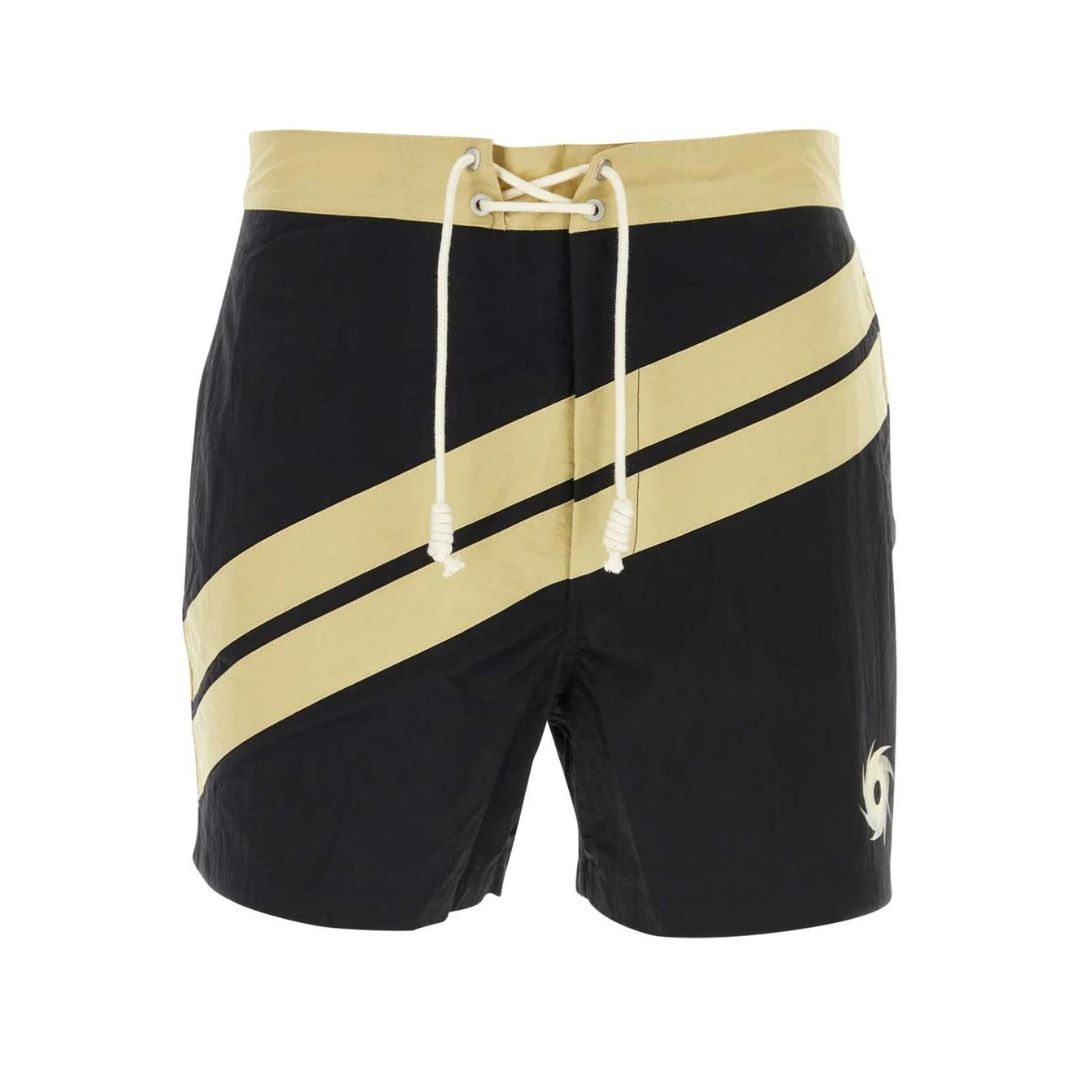 PALM ANGELS DIAGONAL SURF SWIMSHORTS BLACK