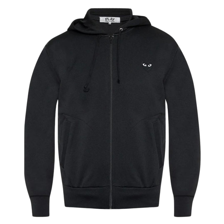 COMME DES GARCONS PLAY BLACK HEART ZIP UP HOODIE BLACK ONE OF A KIND