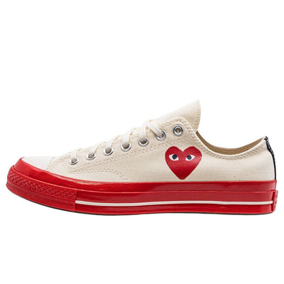 COMME DES GARÇONS PLAY CONVERSE CHUCK TAYLOR LOW WHITE RED SOLE