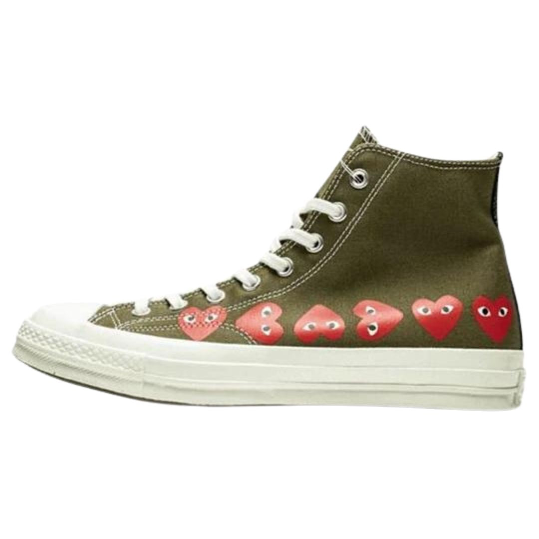 COMME DES GARÇONS PLAY CHUCK TAYLOR CONVERSE MULTI HEART OLIVE