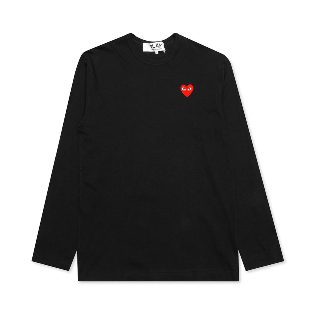 COMME DES GARÇONS PLAY RED EMBLEM LONG SLEEVE BLACK