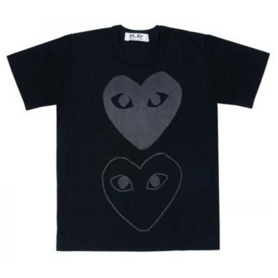 COMME DES GARÇON DOUBLE HEART LOGO BLACK T-SHIRT