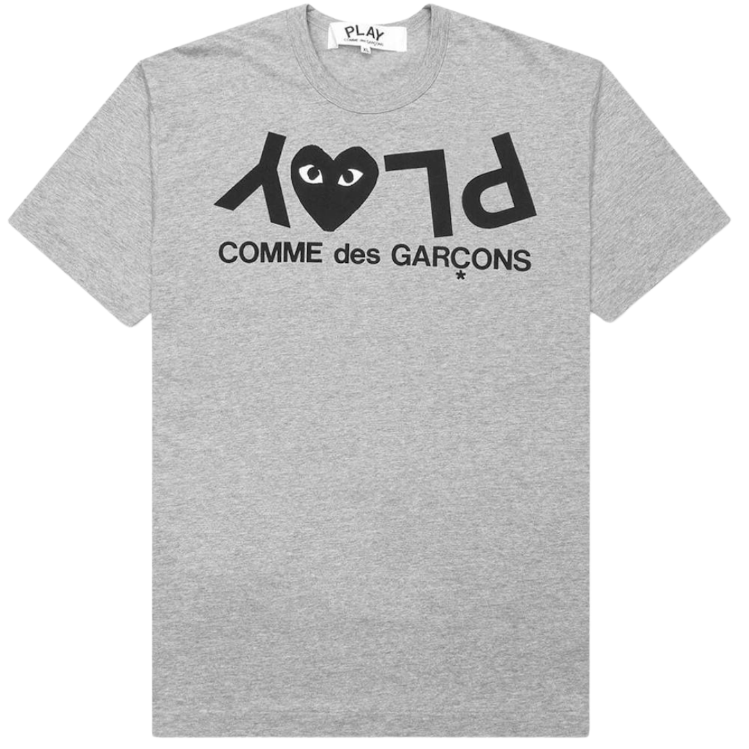 COMME DES GARÇONS PLAY INVERTED TEXT T-SHRIT GREY