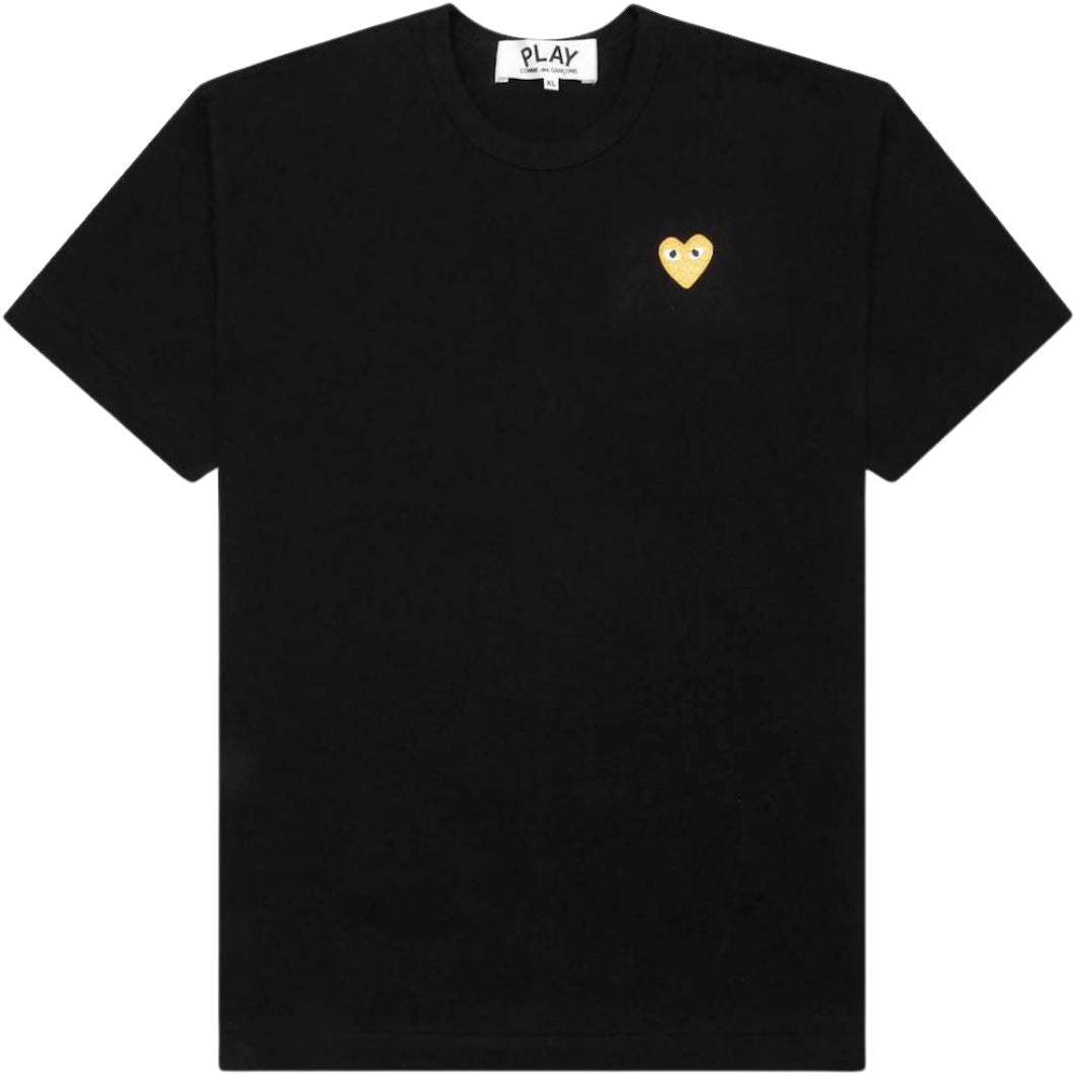 COMME DES GARÇONS PLAY GOLD EMBLEM T-SHIRT BLACK