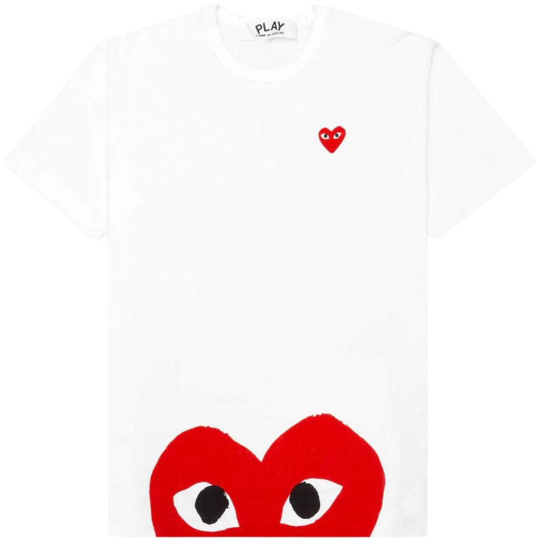 COMME DES GARÇONS PLAY RED HEART RED EMBLEM T-SHIRT WHITE