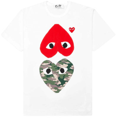 COMME DES GARÇONS PLAY CAMOUFLAUGE  MIRROR HEART T-SHIRT WHITE