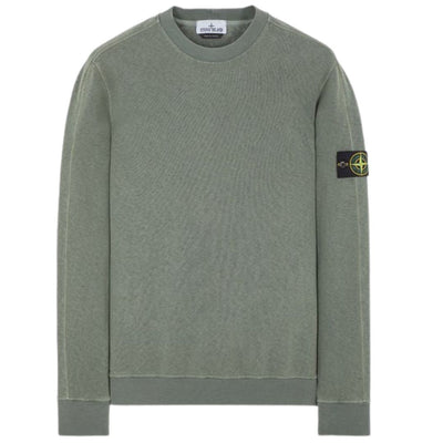 STONE ISLAND PATCH LOGO CREWNECK SWEATSHIRT MUSK GREEN