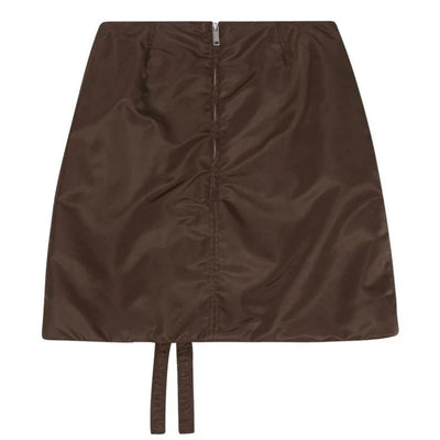 GANNI NYLON MINI SKIRT COFFEE