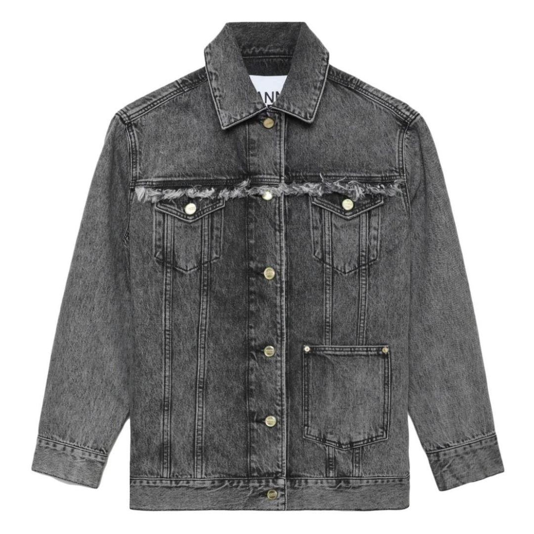 GANNI OVERSIZED DENIM JACKET WASHED BLACK