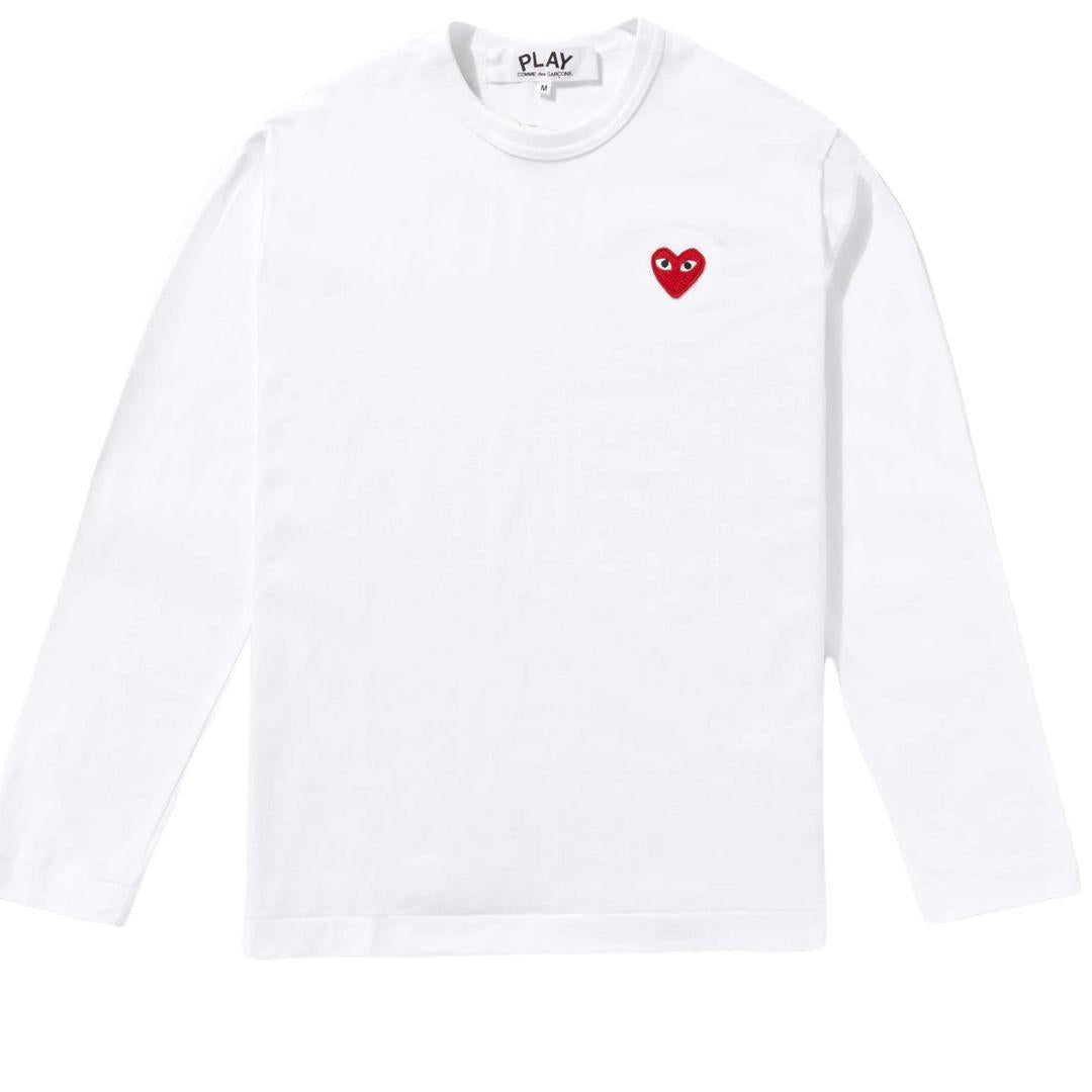 COMME DES GARÇONS PLAY RED EMBLEM LONGSLEEVE WHITE (W)