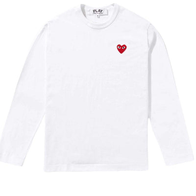 COMME DES GARÇONS PLAY RED EMBLEM LONGSLEEVE WHITE (W)