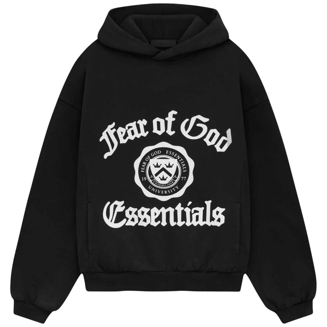 ESSENTIALS FOG VINTAGE SHRUNKEN HEAVY FLEECE HOODIE BLACK