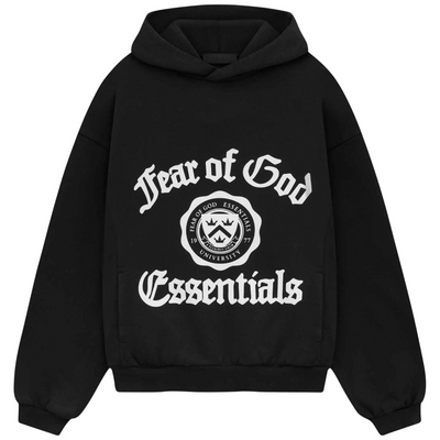 ESSENTIALS FOG VINTAGE SHRUNKEN HEAVY FLEECE HOODIE BLACK