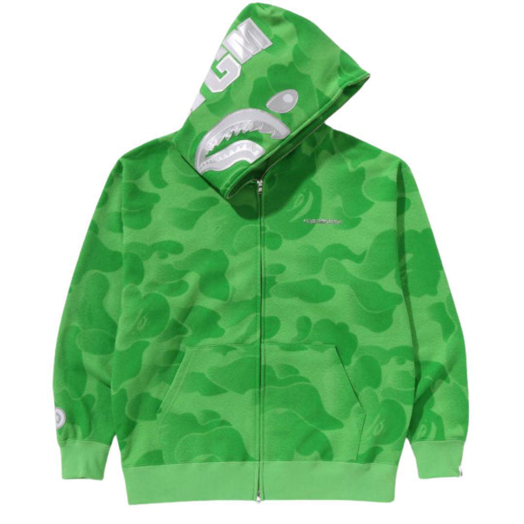 BAPE INK CAMO SHARK FULL ZIP HOODIE APPLE GREEN