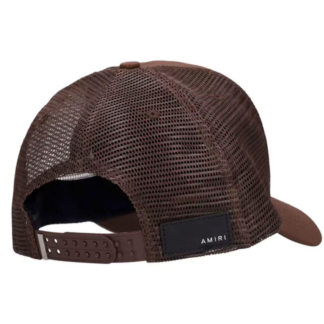 AMIRI LOGO CANVAS TRUCKER HAT BROWN