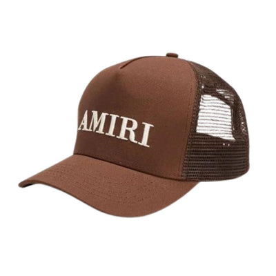 AMIRI LOGO CANVAS TRUCKER HAT BROWN