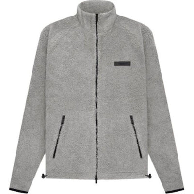 ESSENTIALS FOG POLAR FLEECE FULL ZIP JACKET DARK HEATHER OATMEAL