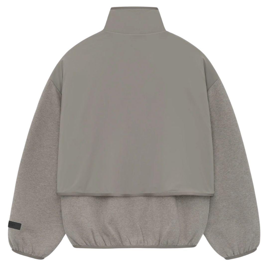 ESSENTIALS FOG NYLON FLEECE QUARTER ZIP HEATHER GREY DUST