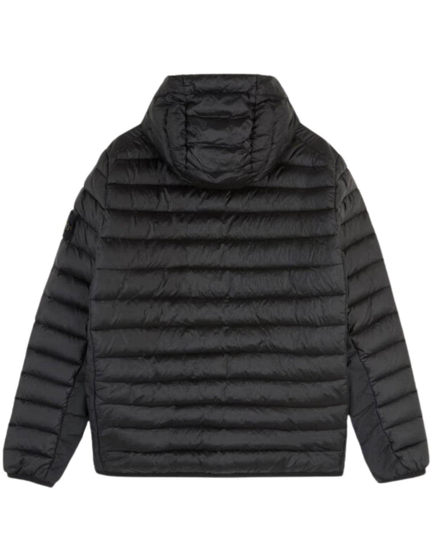 STONE ISLAND LOOM WOVEN CHAMBERS HOODED DOWN JACKET BLACK