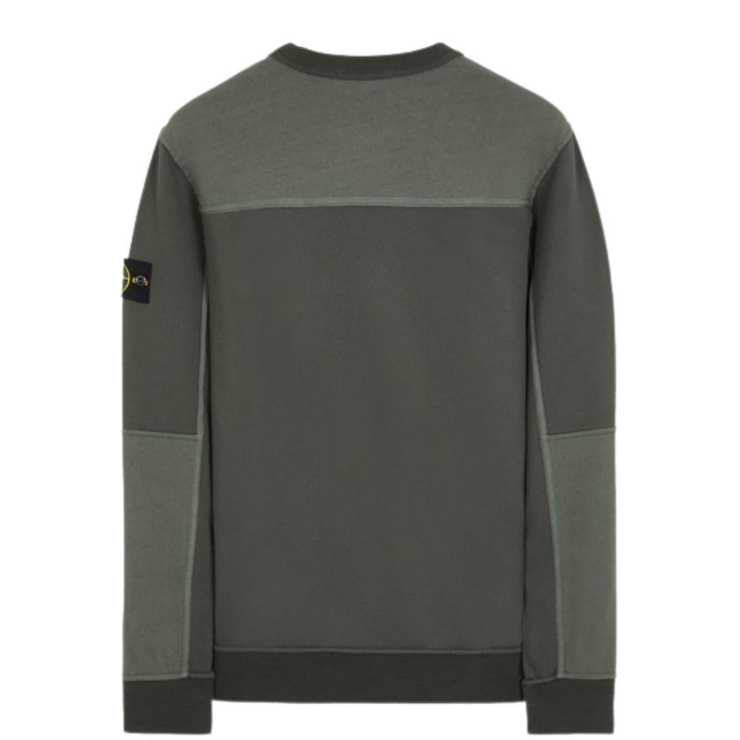 STONE ISLAND ZIP POCKET CREWNECK OLIVE