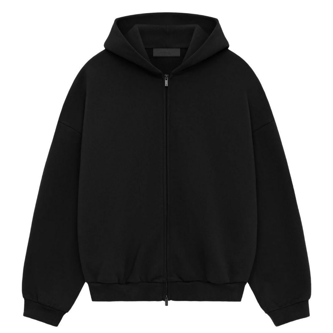 ESSENTIALS FOG FEAR OF GOD STATE LOGO HEAVY ZIP-UP BLACK