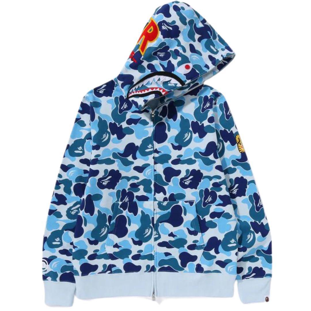 BAPE ABC CAMO PONR SHARK FULL ZIP HOODIE BLUE